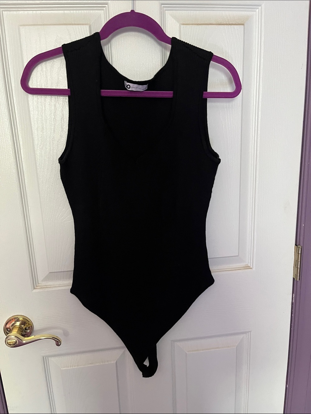SO Black Ribbed V-Neck Bodysuit